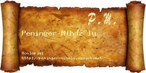 Peninger Mihály névjegykártya
